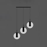 Black Globe Pendant Light Fixture Simple Cream Glass Multiple Hanging Light for Stairs 3 Black Clearhalo 'Ceiling Lights' 'Modern Pendants' 'Modern' 'Pendant Lights' 'Pendants' Lighting' 2424521