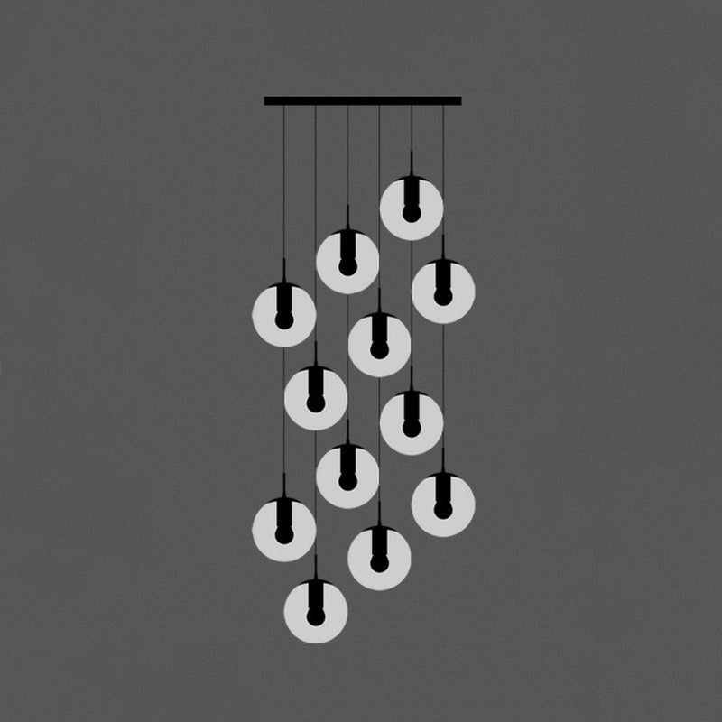 Black Globe Pendant Light Fixture Simple Cream Glass Multiple Hanging Light for Stairs 12 Black Clearhalo 'Ceiling Lights' 'Modern Pendants' 'Modern' 'Pendant Lights' 'Pendants' Lighting' 2424524