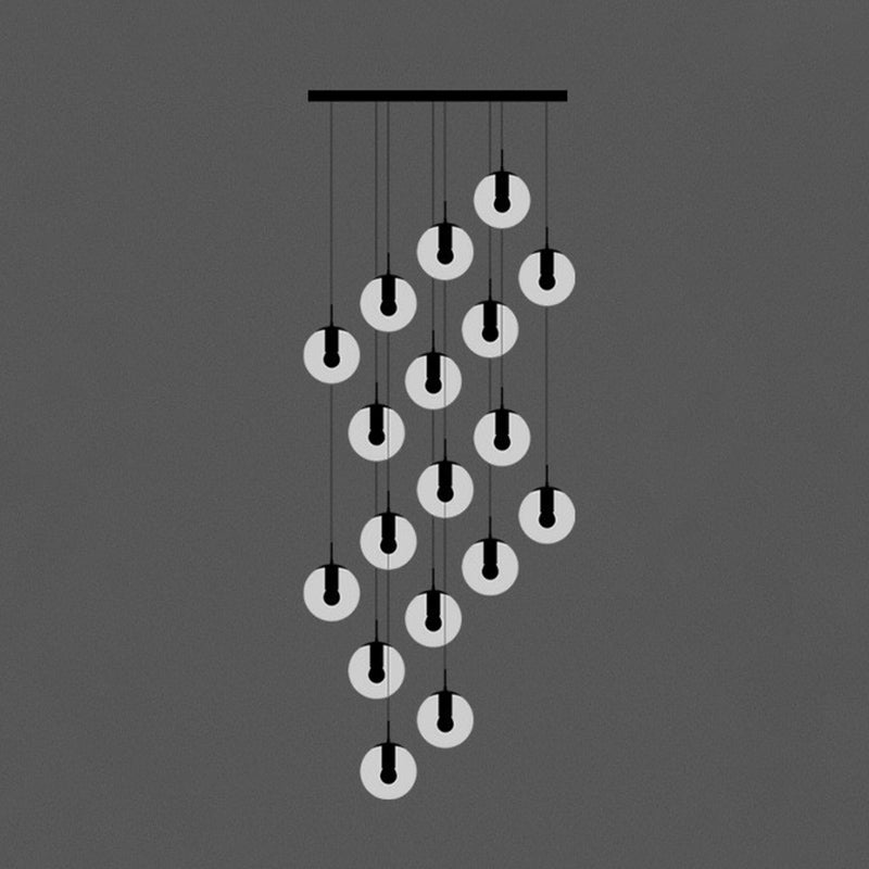 Black Globe Pendant Light Fixture Simple Cream Glass Multiple Hanging Light for Stairs 18 Black Clearhalo 'Ceiling Lights' 'Modern Pendants' 'Modern' 'Pendant Lights' 'Pendants' Lighting' 2424525