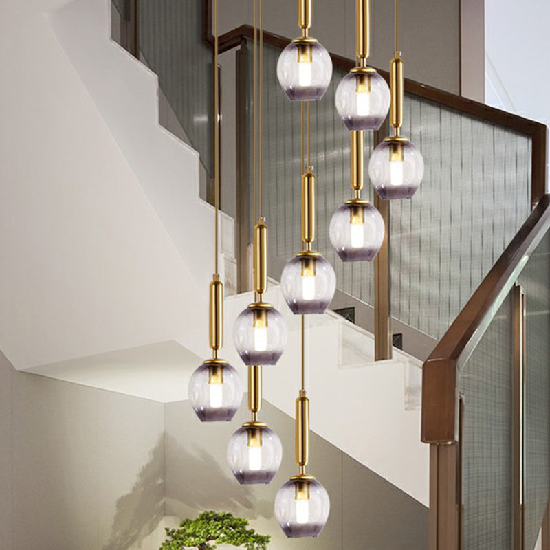 Ombre Glass Cup Shaped Multi Ceiling Light Postmodern Style Suspension Pendant for Living Room Clearhalo 'Ceiling Lights' 'Modern Pendants' 'Modern' 'Pendant Lights' 'Pendants' Lighting' 2424537