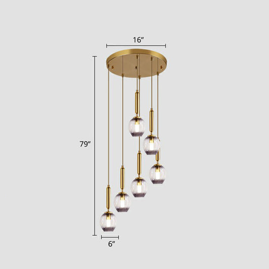 Ombre Glass Cup Shaped Multi Ceiling Light Postmodern Style Suspension Pendant for Living Room 6 Smoke Gray Clearhalo 'Ceiling Lights' 'Modern Pendants' 'Modern' 'Pendant Lights' 'Pendants' Lighting' 2424541