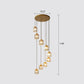Postmodern Cylindrical Pendant Lamp Prismatic Crystal Stairway Multi Light Chandelier 9 Gold Clearhalo 'Ceiling Lights' 'Modern Pendants' 'Modern' 'Pendant Lights' 'Pendants' Lighting' 2424552