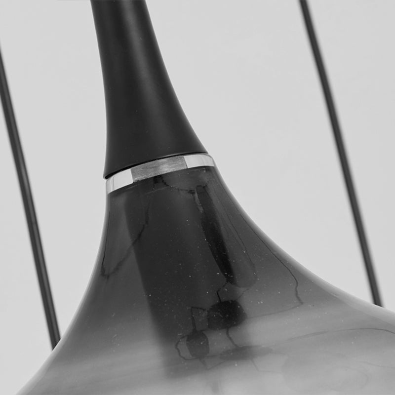 Teardrop Shaped Multi Pendant Modern Ombre Smoke Glass 6-Bulb Staircase Ceiling Hang Light Clearhalo 'Ceiling Lights' 'Modern Pendants' 'Modern' 'Pendant Lights' 'Pendants' Lighting' 2424574