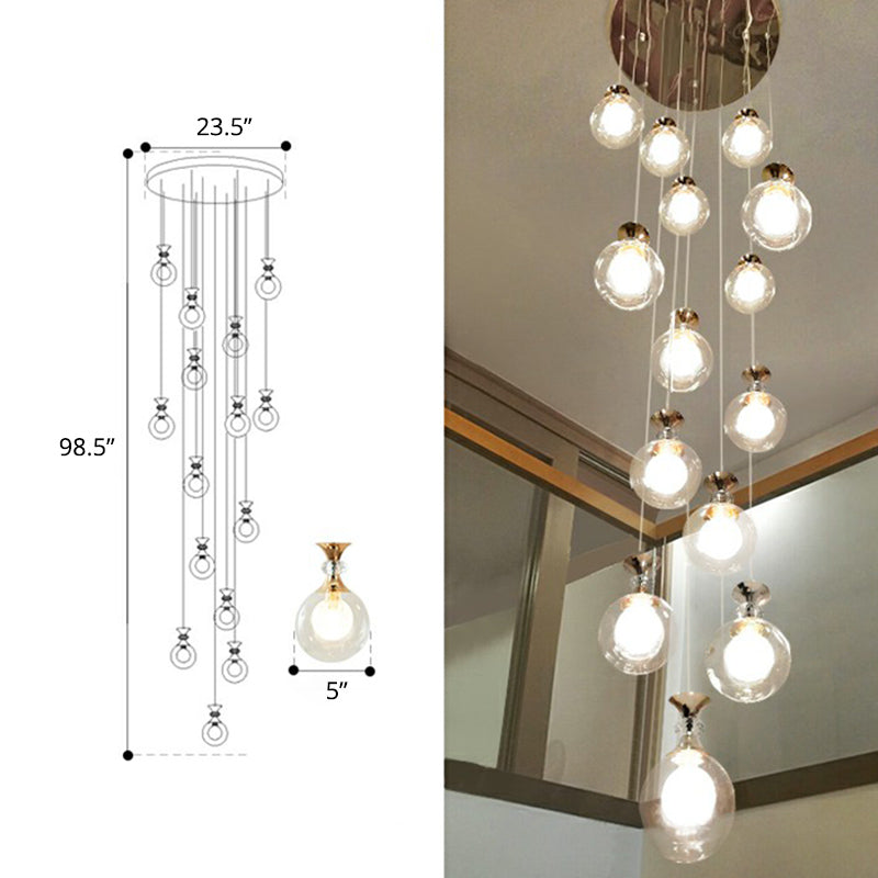 Clear and Frosted Glass Ball Ceiling Lamp Minimalistic Gold Multi-Light Pendant for Apartment Clearhalo 'Ceiling Lights' 'Modern Pendants' 'Modern' 'Pendant Lights' 'Pendants' Lighting' 2424576