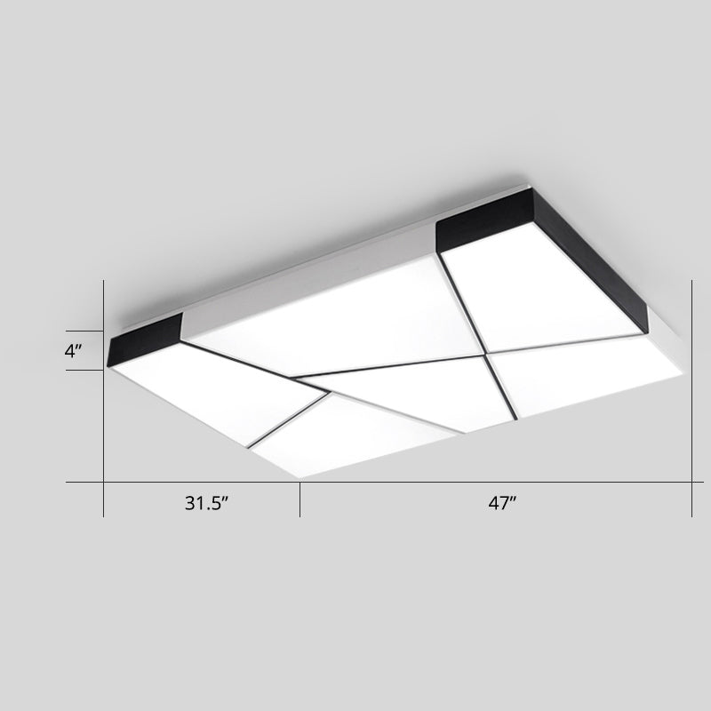 Minimalist Splicing Ceiling Lamp Acrylic Living Room LED Flush Mounted Light in Black-White White 47" White Clearhalo 'Ceiling Lights' 'Close To Ceiling Lights' 'Close to ceiling' 'Flush mount' Lighting' 2424586