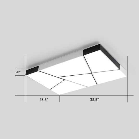 Minimalist Splicing Ceiling Lamp Acrylic Living Room LED Flush Mounted Light in Black-White White 35.5" White Clearhalo 'Ceiling Lights' 'Close To Ceiling Lights' 'Close to ceiling' 'Flush mount' Lighting' 2424592