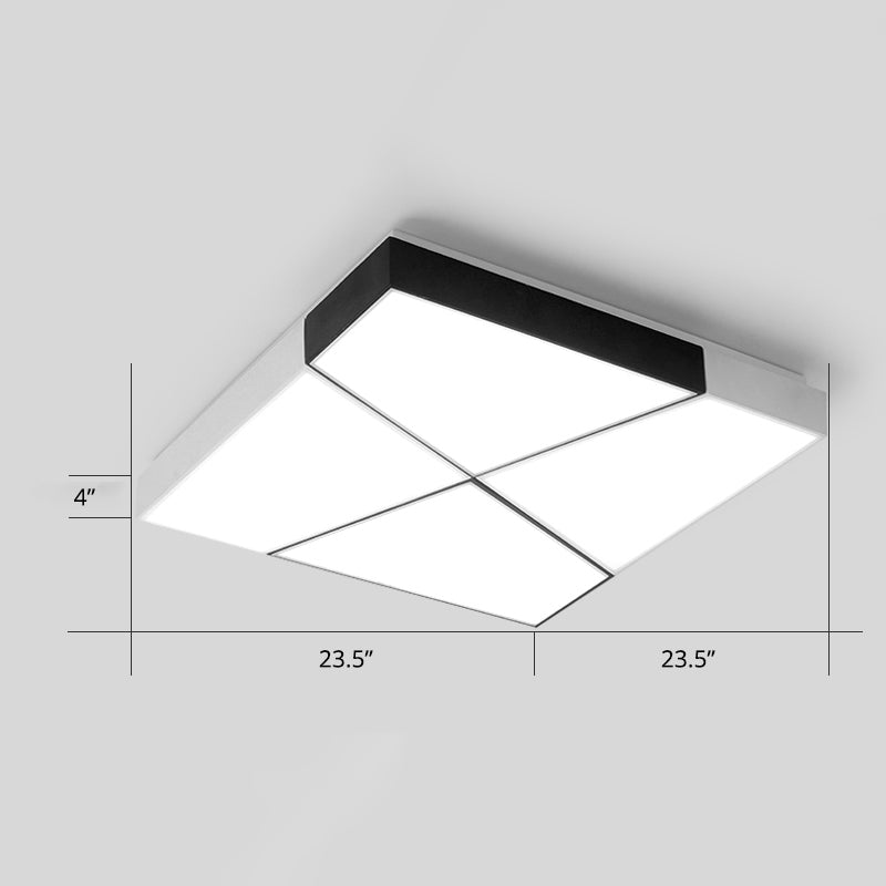 Minimalist Splicing Ceiling Lamp Acrylic Living Room LED Flush Mounted Light in Black-White - White - 23.5" - Third Gear - Clearhalo - 'Ceiling Lights' - 'Close To Ceiling Lights' - 'Close to ceiling' - 'Flush mount' - Lighting' - 2424597