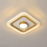Small Ceiling Flush Mount Light Minimalist Acrylic Foyer LED Flushmount Lighting in Gold Gold Square Plate Clearhalo 'Ceiling Lights' 'Close To Ceiling Lights' 'Close to ceiling' 'Flush mount' Lighting' 2424603