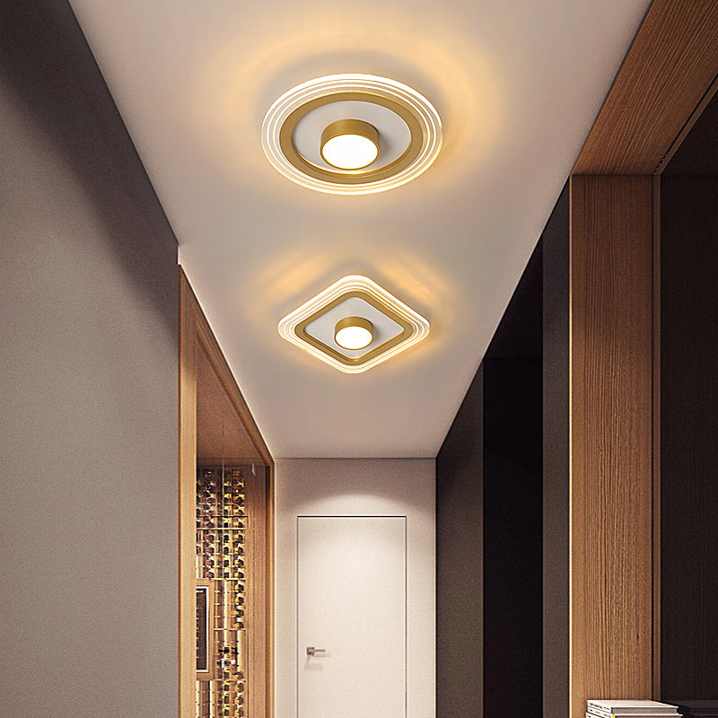 Small Ceiling Flush Mount Light Minimalist Acrylic Foyer LED Flushmount Lighting in Gold Clearhalo 'Ceiling Lights' 'Close To Ceiling Lights' 'Close to ceiling' 'Flush mount' Lighting' 2424604