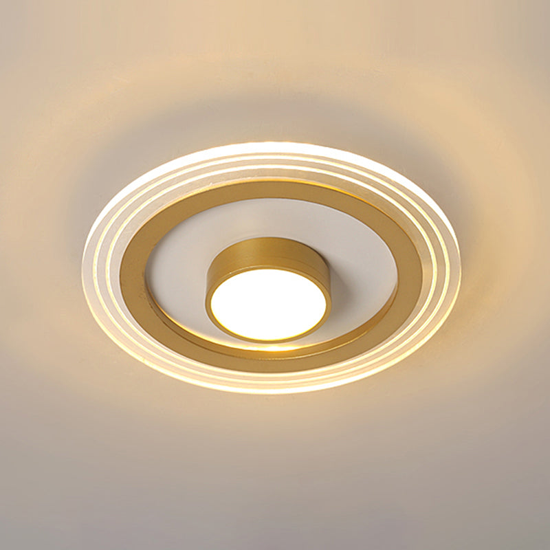 Small Ceiling Flush Mount Light Minimalist Acrylic Foyer LED Flushmount Lighting in Gold Gold Third Gear Round Clearhalo 'Ceiling Lights' 'Close To Ceiling Lights' 'Close to ceiling' 'Flush mount' Lighting' 2424605