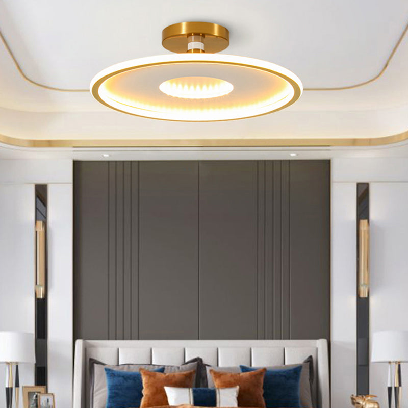 Disc Semi Flush Ceiling Light Simplicity Metal Bedroom LED Flush Mount Lighting Fixture Clearhalo 'Ceiling Lights' 'Close To Ceiling Lights' 'Close to ceiling' 'Semi-flushmount' Lighting' 2424610