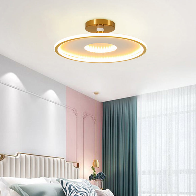 Disc Semi Flush Ceiling Light Simplicity Metal Bedroom LED Flush Mount Lighting Fixture Clearhalo 'Ceiling Lights' 'Close To Ceiling Lights' 'Close to ceiling' 'Semi-flushmount' Lighting' 2424614