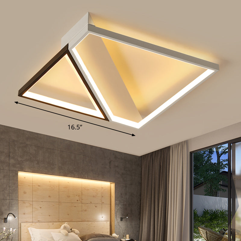 Square Flush Mounted Lamp Minimalistic Metal Bedroom LED Ceiling Light in Black and White White 16.5" Clearhalo 'Ceiling Lights' 'Close To Ceiling Lights' 'Close to ceiling' 'Flush mount' Lighting' 2424645