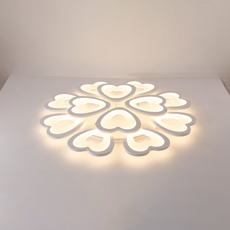 Heart LED Ceiling Flush Mount Light Simplicity Acrylic White Flush Light for Living Room 12 White Clearhalo 'Ceiling Lights' 'Close To Ceiling Lights' 'Close to ceiling' 'Flush mount' Lighting' 2424652