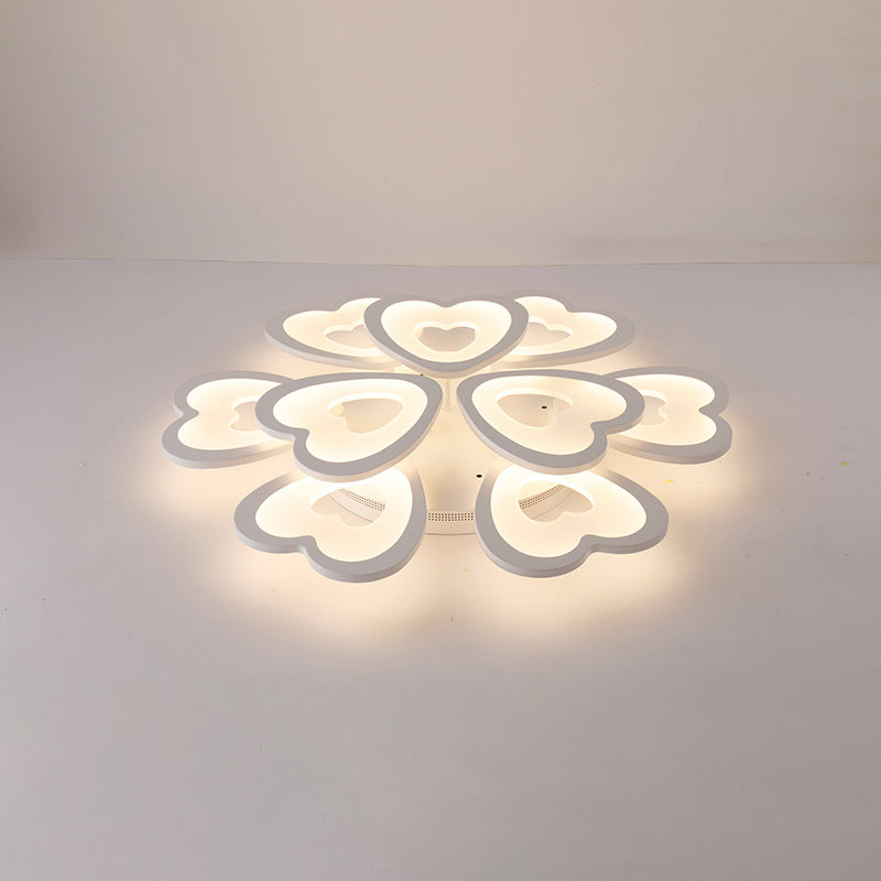 Heart LED Ceiling Flush Mount Light Simplicity Acrylic White Flush Light for Living Room 9 White Clearhalo 'Ceiling Lights' 'Close To Ceiling Lights' 'Close to ceiling' 'Flush mount' Lighting' 2424653