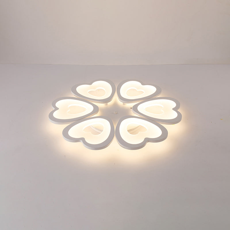 Heart LED Ceiling Flush Mount Light Simplicity Acrylic White Flush Light for Living Room 6 White Clearhalo 'Ceiling Lights' 'Close To Ceiling Lights' 'Close to ceiling' 'Flush mount' Lighting' 2424656