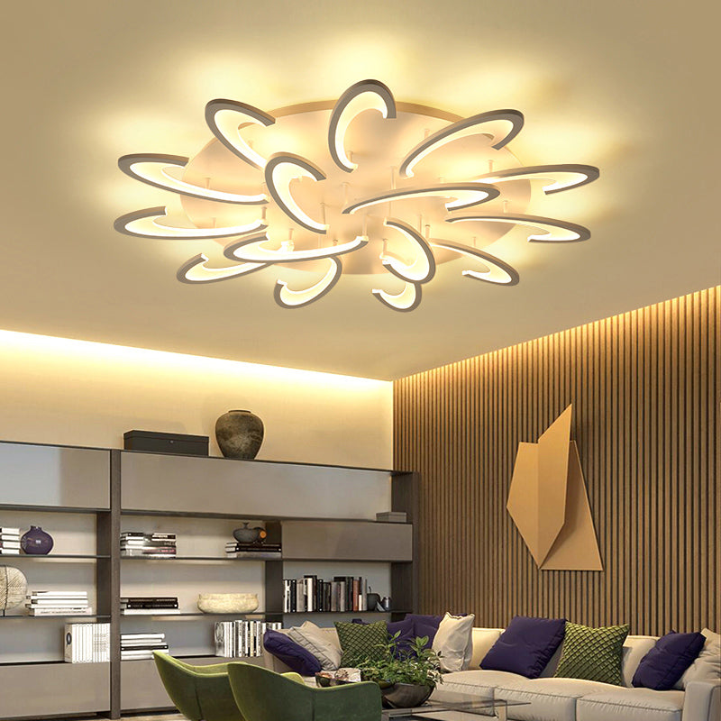 Floral Living Room Ceiling Light Acrylic Modernist LED Flush Mount Light in White 15 White Clearhalo 'Ceiling Lights' 'Close To Ceiling Lights' 'Close to ceiling' 'Flush mount' Lighting' 2424658
