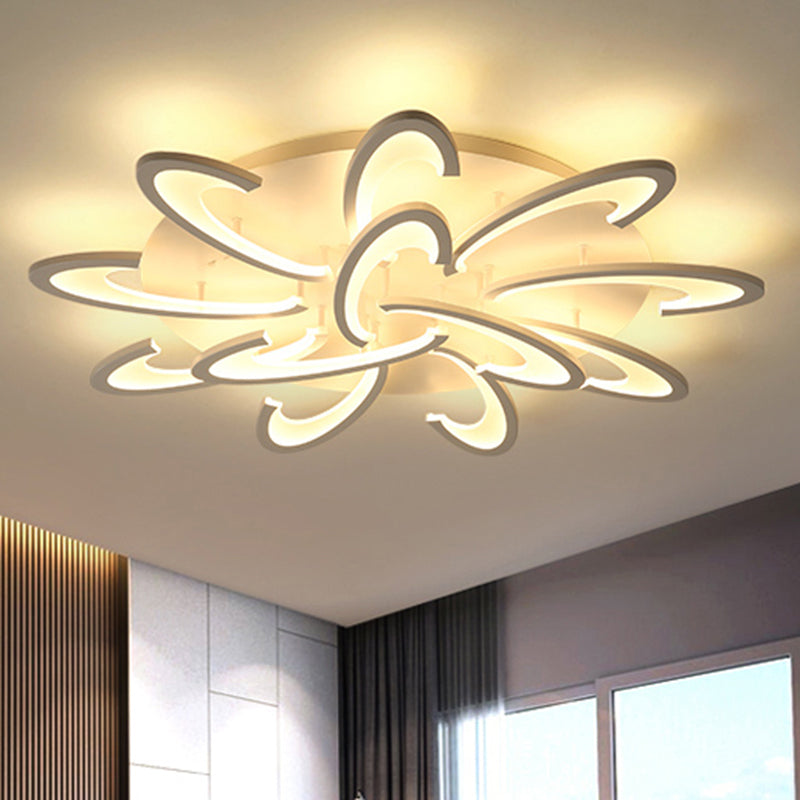 Floral Living Room Ceiling Light Acrylic Modernist LED Flush Mount Light in White 12 White Clearhalo 'Ceiling Lights' 'Close To Ceiling Lights' 'Close to ceiling' 'Flush mount' Lighting' 2424659