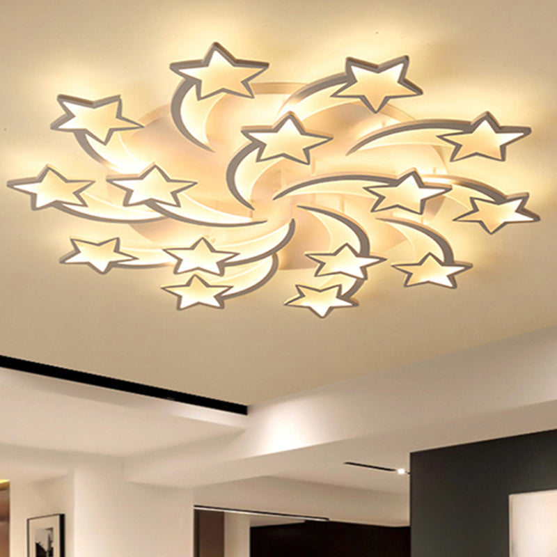 Meteor LED Flush Mount Ceiling Light Modern Acrylic White Flush Light Fixture for Living Room Clearhalo 'Ceiling Lights' 'Close To Ceiling Lights' 'Close to ceiling' 'Flush mount' Lighting' 2424675