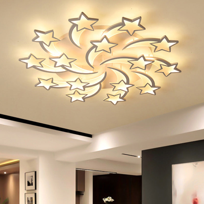 Meteor LED Flush Mount Ceiling Light Modern Acrylic White Flush Light Fixture for Living Room 15 White Clearhalo 'Ceiling Lights' 'Close To Ceiling Lights' 'Close to ceiling' 'Flush mount' Lighting' 2424681