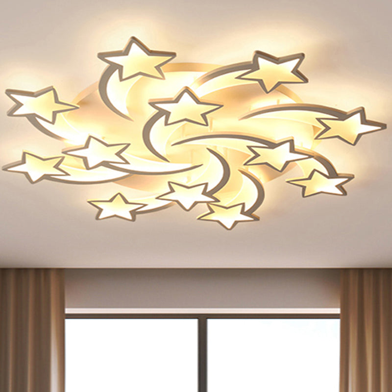 Meteor LED Flush Mount Ceiling Light Modern Acrylic White Flush Light Fixture for Living Room 12 White Clearhalo 'Ceiling Lights' 'Close To Ceiling Lights' 'Close to ceiling' 'Flush mount' Lighting' 2424683