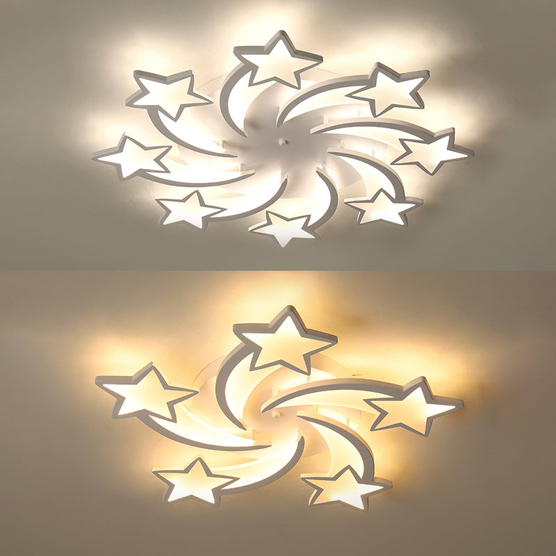 Meteor LED Flush Mount Ceiling Light Modern Acrylic White Flush Light Fixture for Living Room Clearhalo 'Ceiling Lights' 'Close To Ceiling Lights' 'Close to ceiling' 'Flush mount' Lighting' 2424684