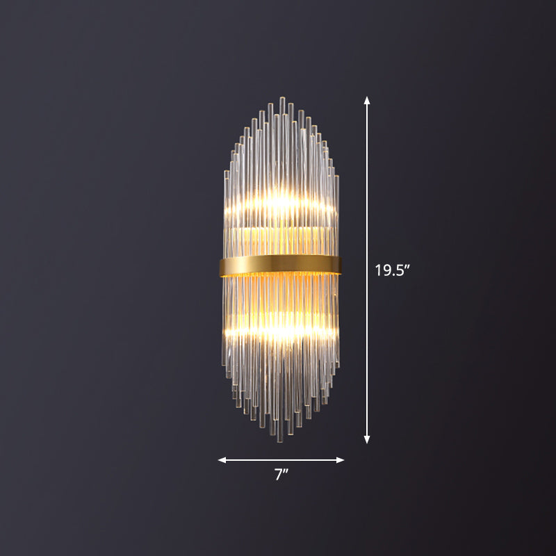 Postmodern Flute Shaped Wall Sconce Clear Crystal Rods Bedside Wall Light Fixture in Gold Clearhalo 'Modern wall lights' 'Modern' 'Wall Lamps & Sconces' 'Wall Lights' Lighting' 2424689