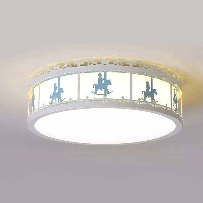 Contemporary Round Ceiling Fixture with Carousel Acrylic Flush Mount Light for Kindergarten Blue Clearhalo 'Ceiling Lights' 'Close To Ceiling Lights' 'Close to ceiling' 'Flush mount' Lighting' 24247