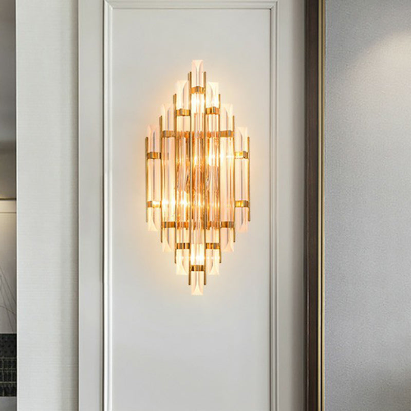 Rhombus Wall Sconce Light Minimalist K9 Strip Crystal Living Room LED Wall Mounted Lamp Clearhalo 'Cast Iron' 'Glass' 'Industrial' 'Modern wall lights' 'Modern' 'Tiffany' 'Traditional wall lights' 'Wall Lamps & Sconces' 'Wall Lights' Lighting' 2424701