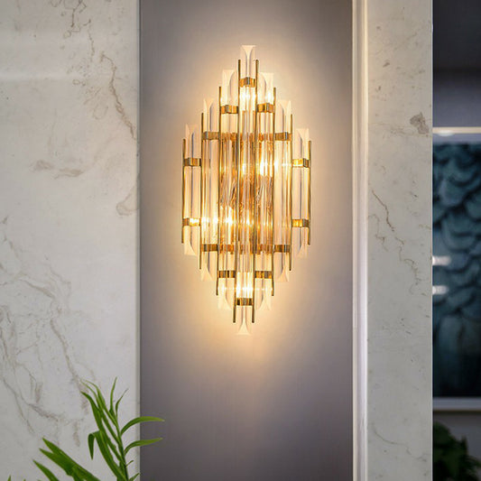 Rhombus Wall Sconce Light Minimalist K9 Strip Crystal Living Room LED Wall Mounted Lamp Gold Clearhalo 'Cast Iron' 'Glass' 'Industrial' 'Modern wall lights' 'Modern' 'Tiffany' 'Traditional wall lights' 'Wall Lamps & Sconces' 'Wall Lights' Lighting' 2424702