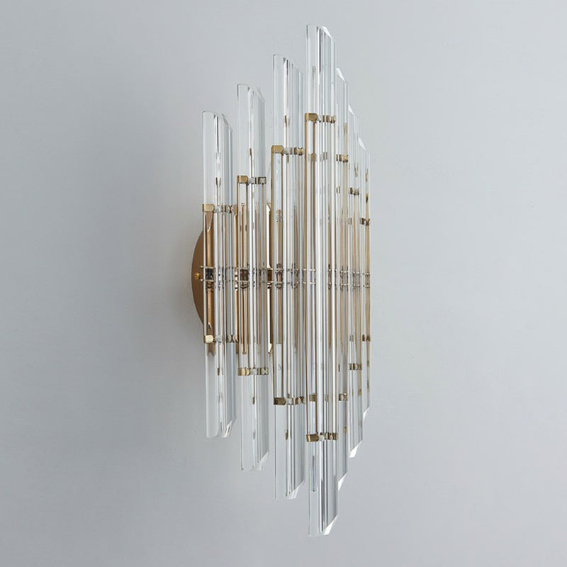 Rhombus Wall Sconce Light Minimalist K9 Strip Crystal Living Room LED Wall Mounted Lamp Clearhalo 'Cast Iron' 'Glass' 'Industrial' 'Modern wall lights' 'Modern' 'Tiffany' 'Traditional wall lights' 'Wall Lamps & Sconces' 'Wall Lights' Lighting' 2424706