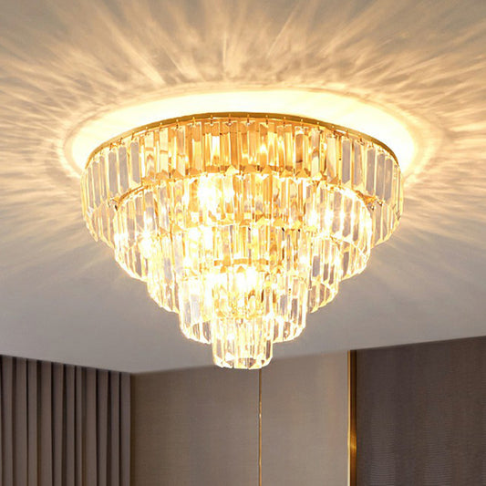 Crystal Tiered Tapered Ceiling Flush Light Postmodern Clear Flush Mount Fixture for Bedroom Clearhalo 'Ceiling Lights' 'Close To Ceiling Lights' 'Close to ceiling' 'Flush mount' Lighting' 2424737