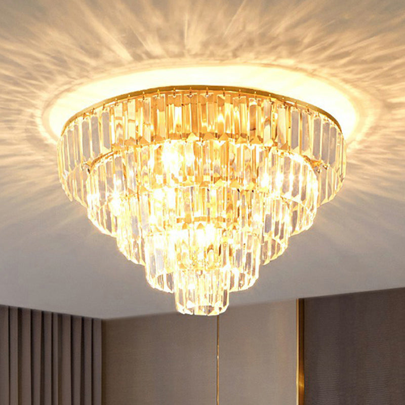 Crystal Tiered Tapered Ceiling Flush Light Postmodern Clear Flush Mount Fixture for Bedroom Clearhalo 'Ceiling Lights' 'Close To Ceiling Lights' 'Close to ceiling' 'Flush mount' Lighting' 2424739
