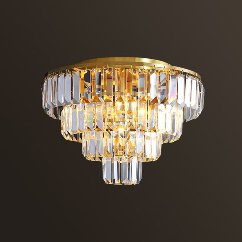 Crystal Tiered Tapered Ceiling Flush Light Postmodern Clear Flush Mount Fixture for Bedroom Clearhalo 'Ceiling Lights' 'Close To Ceiling Lights' 'Close to ceiling' 'Flush mount' Lighting' 2424741
