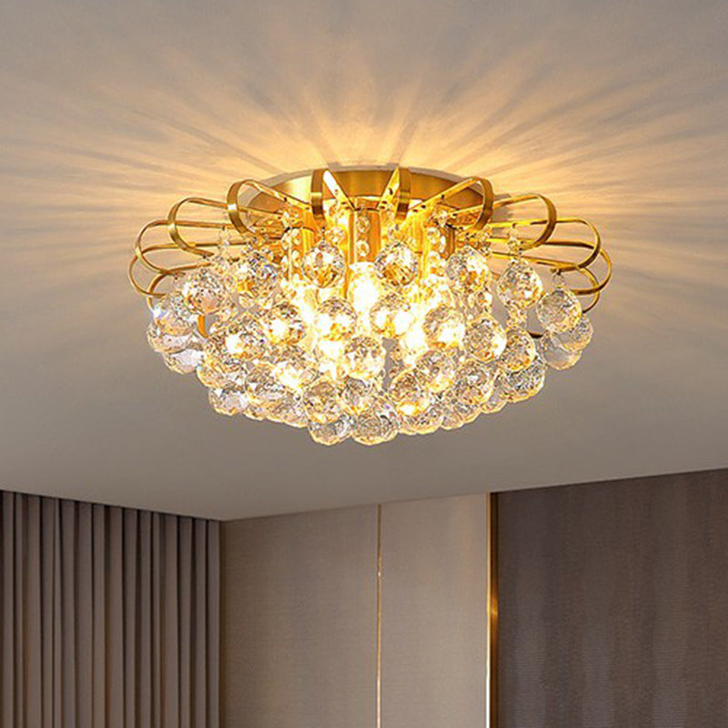 Postmodern Floral Ceiling Mounted Light Clear Faceted Crystal Ball Bedroom Flush Light Clearhalo 'Ceiling Lights' 'Close To Ceiling Lights' 'Close to ceiling' 'Flush mount' Lighting' 2424768
