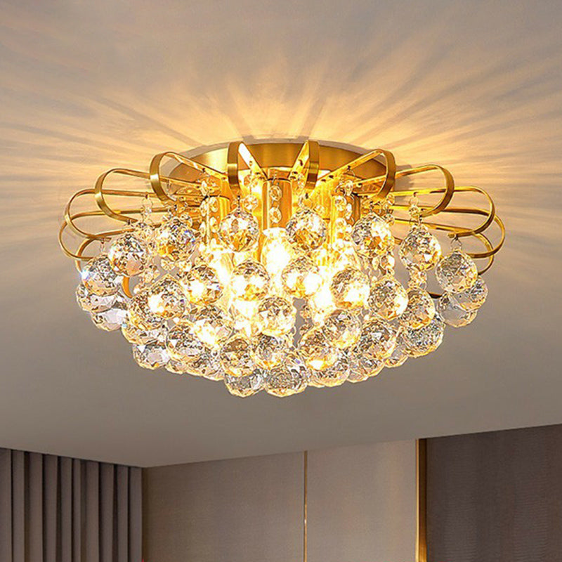 Postmodern Floral Ceiling Mounted Light Clear Faceted Crystal Ball Bedroom Flush Light Clearhalo 'Ceiling Lights' 'Close To Ceiling Lights' 'Close to ceiling' 'Flush mount' Lighting' 2424769