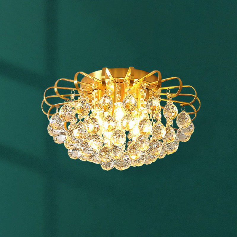 Postmodern Floral Ceiling Mounted Light Clear Faceted Crystal Ball Bedroom Flush Light Clearhalo 'Ceiling Lights' 'Close To Ceiling Lights' 'Close to ceiling' 'Flush mount' Lighting' 2424770
