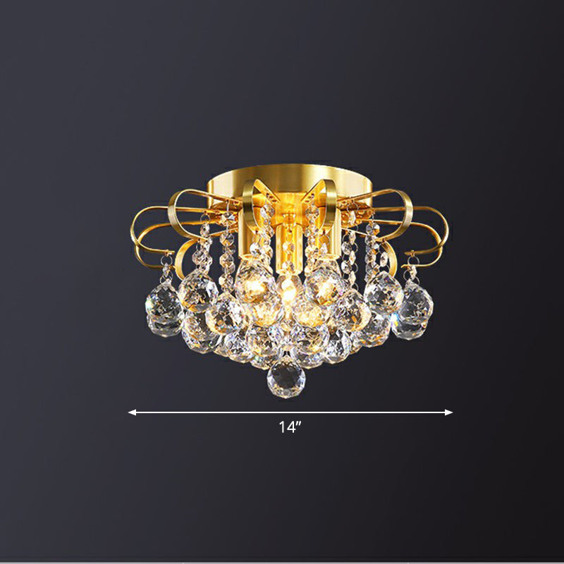 Postmodern Floral Ceiling Mounted Light Clear Faceted Crystal Ball Bedroom Flush Light Clear 14" Clearhalo 'Ceiling Lights' 'Close To Ceiling Lights' 'Close to ceiling' 'Flush mount' Lighting' 2424771