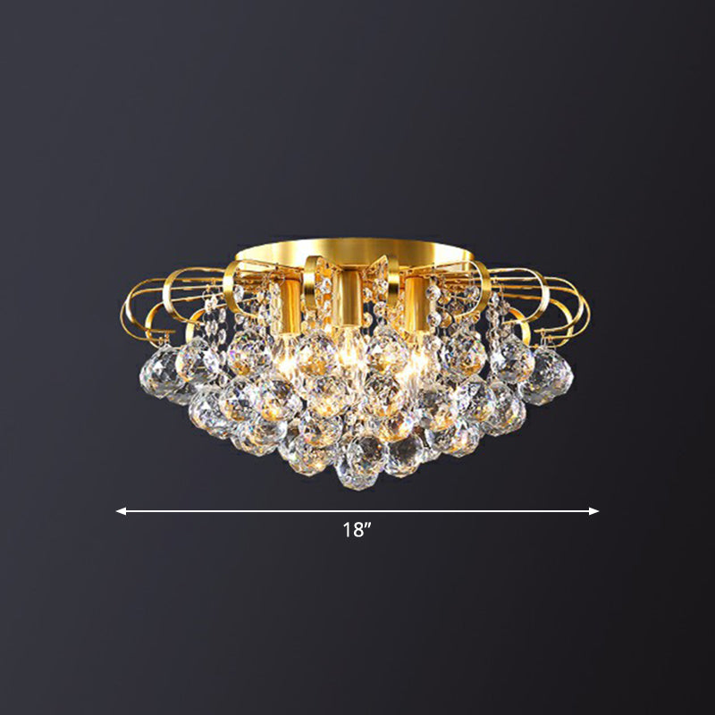 Postmodern Floral Ceiling Mounted Light Clear Faceted Crystal Ball Bedroom Flush Light Clear 18" Clearhalo 'Ceiling Lights' 'Close To Ceiling Lights' 'Close to ceiling' 'Flush mount' Lighting' 2424772