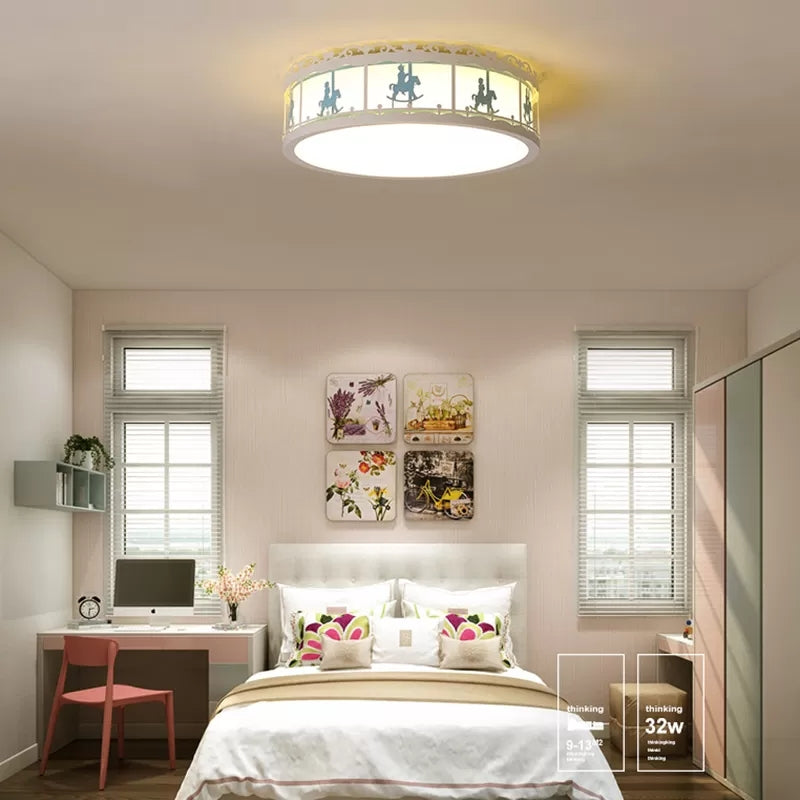 Contemporary Round Ceiling Fixture with Carousel Acrylic Flush Mount Light for Kindergarten Clearhalo 'Ceiling Lights' 'Close To Ceiling Lights' 'Close to ceiling' 'Flush mount' Lighting' 24248