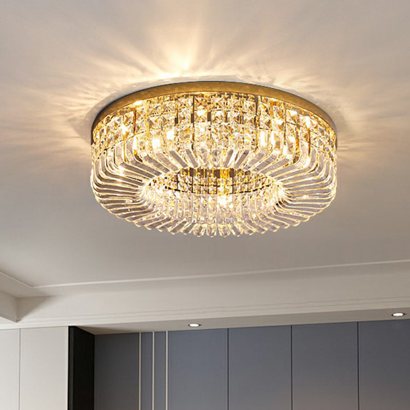 Minimalist Style Flush Light Circular Flushmount Ceiling Lamp with Crystal Shade for Bedroom - Clearhalo - 'Ceiling Lights' - 'Close To Ceiling Lights' - 'Close to ceiling' - 'Flush mount' - Lighting' - 2424809