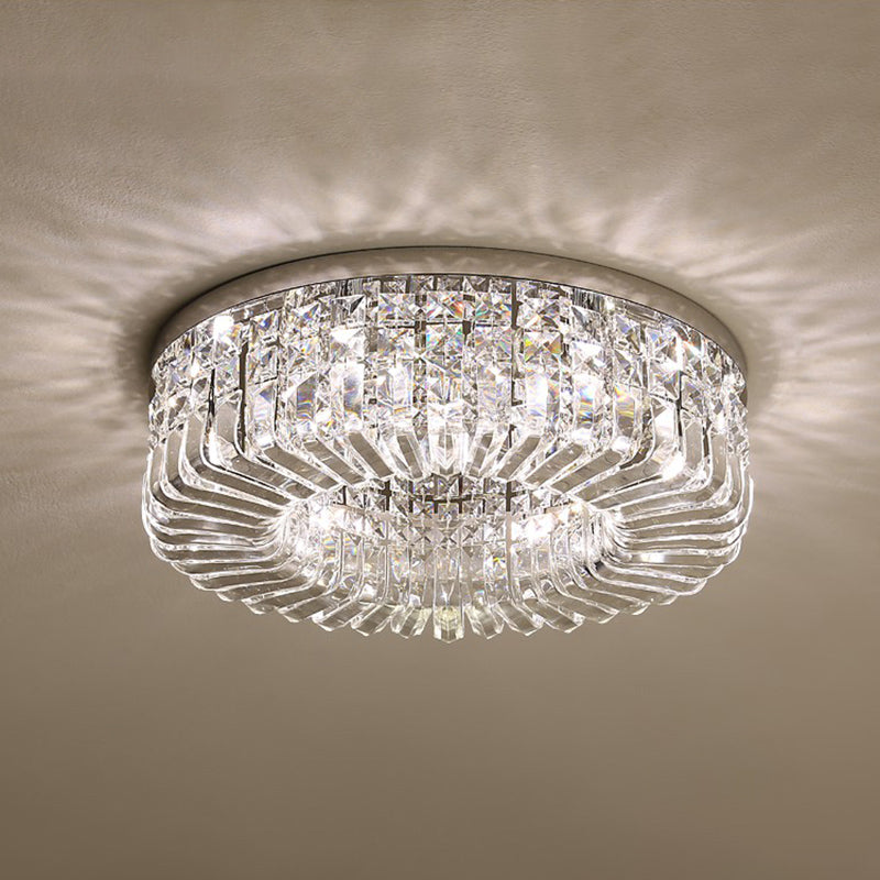 Minimalist Style Flush Light Circular Flushmount Ceiling Lamp with Crystal Shade for Bedroom - Chrome - Clearhalo - 'Ceiling Lights' - 'Close To Ceiling Lights' - 'Close to ceiling' - 'Flush mount' - Lighting' - 2424810