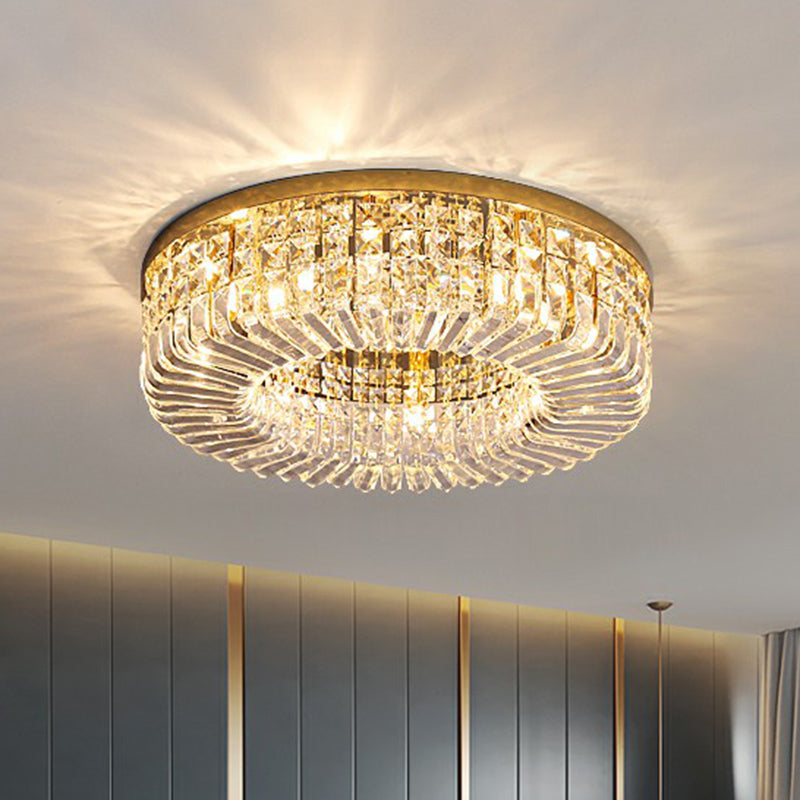 Minimalist Style Flush Light Circular Flushmount Ceiling Lamp with Crystal Shade for Bedroom - Clearhalo - 'Ceiling Lights' - 'Close To Ceiling Lights' - 'Close to ceiling' - 'Flush mount' - Lighting' - 2424811
