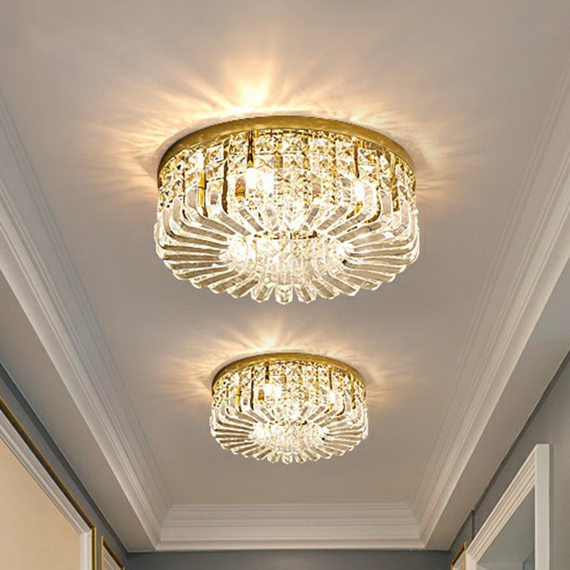 Minimalist Style Flush Light Circular Flushmount Ceiling Lamp with Crystal Shade for Bedroom - Clearhalo - 'Ceiling Lights' - 'Close To Ceiling Lights' - 'Close to ceiling' - 'Flush mount' - Lighting' - 2424812