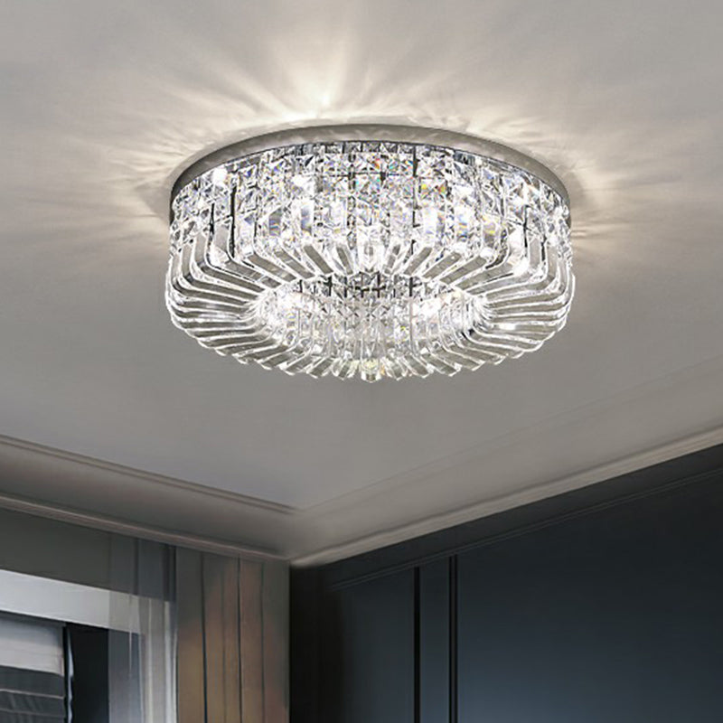 Minimalist Style Flush Light Circular Flushmount Ceiling Lamp with Crystal Shade for Bedroom - Clearhalo - 'Ceiling Lights' - 'Close To Ceiling Lights' - 'Close to ceiling' - 'Flush mount' - Lighting' - 2424813