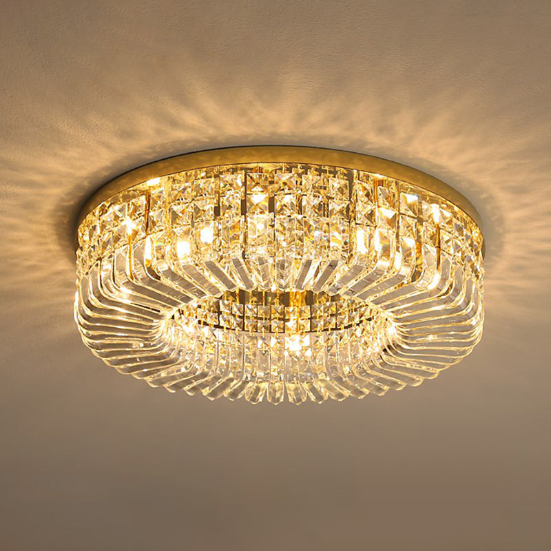 Minimalist Style Flush Light Circular Flushmount Ceiling Lamp with Crystal Shade for Bedroom - Gold - Clearhalo - 'Ceiling Lights' - 'Close To Ceiling Lights' - 'Close to ceiling' - 'Flush mount' - Lighting' - 2424814