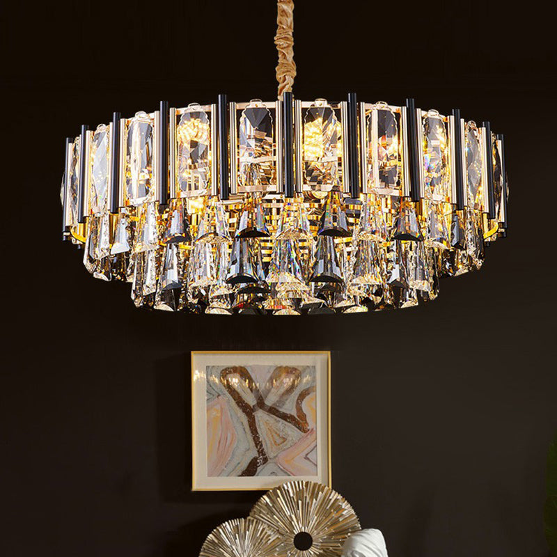 Modern Layered Chandelier Light Clear Beveled Crystal Living Room Suspension Lighting Clearhalo 'Ceiling Lights' 'Chandeliers' 'Clear' 'Industrial' 'Modern Chandeliers' 'Modern' 'Tiffany' 'Traditional Chandeliers' Lighting' 2424815