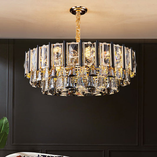 Modern Layered Chandelier Light Clear Beveled Crystal Living Room Suspension Lighting Clearhalo 'Ceiling Lights' 'Chandeliers' 'Clear' 'Industrial' 'Modern Chandeliers' 'Modern' 'Tiffany' 'Traditional Chandeliers' Lighting' 2424818