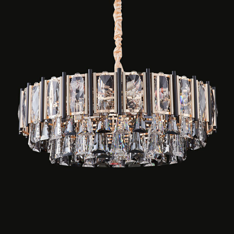 Modern Layered Chandelier Light Clear Beveled Crystal Living Room Suspension Lighting Clearhalo 'Ceiling Lights' 'Chandeliers' 'Clear' 'Industrial' 'Modern Chandeliers' 'Modern' 'Tiffany' 'Traditional Chandeliers' Lighting' 2424820