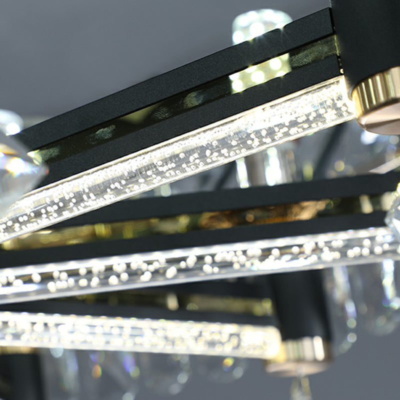 Round K9 Crystal Pendant Lamp Postmodern Black Ceiling Chandelier for Dining Room Clearhalo 'Ceiling Lights' 'Chandeliers' 'Modern Chandeliers' 'Modern' Lighting' 2424829